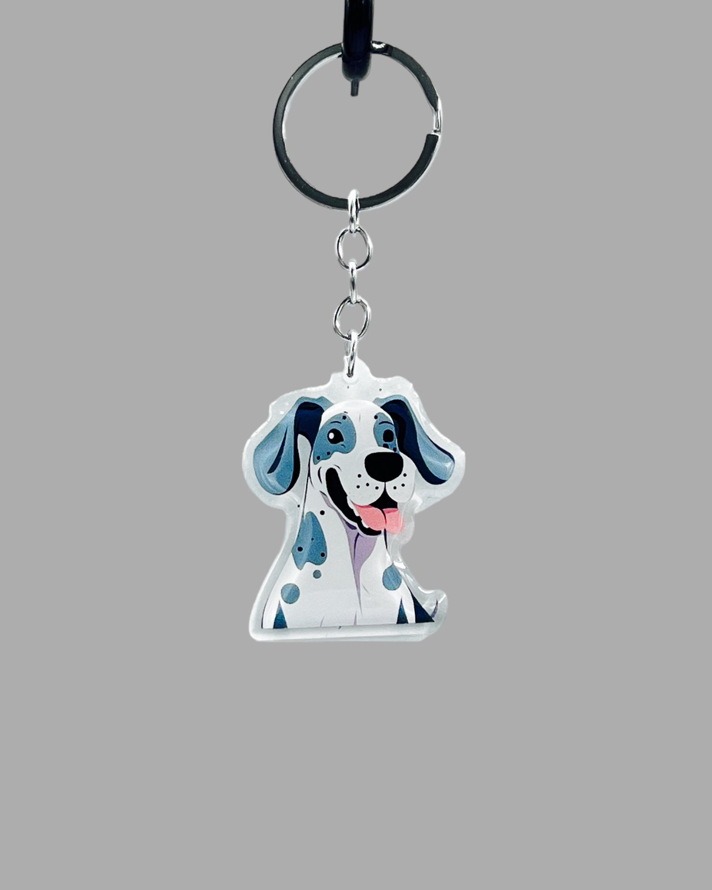 Great Dane Dog Acrylic keychain, Cute kawaii memorial ornament, pet portrait charm gift, backpack photo fob, dad car décor, dog mom gift