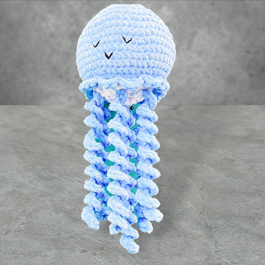 Jellyfish Handmade Crochet stuffed Doll for Montessori Play, Nursery Decor, and Baby Shower Gifts . Granddaughter, niece, nephew & grandson