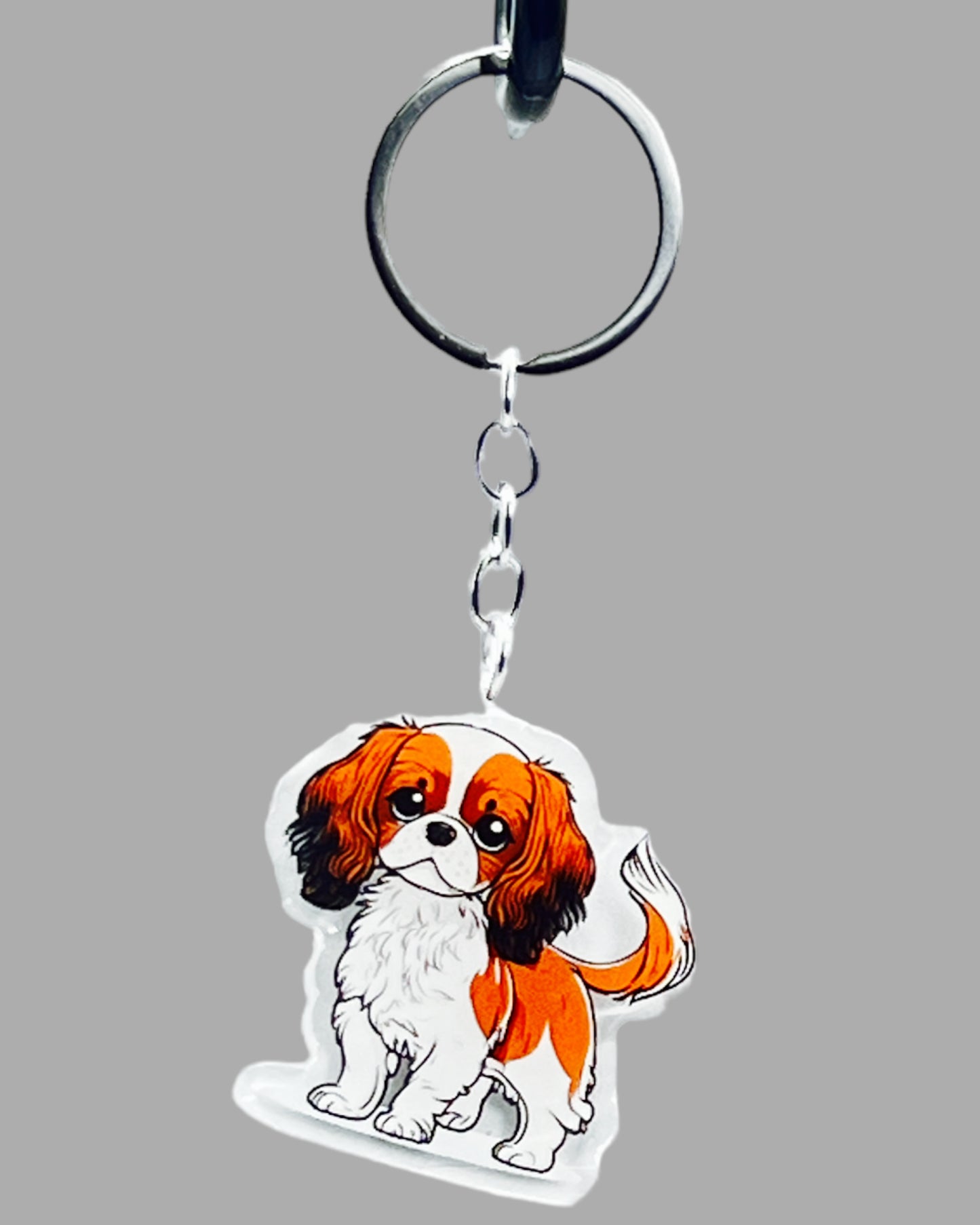 Cavalier King Charles Spaniel Dog Acrylic keychain, Cute kawaii memorial ornament, pet portrait charm gift  backpack fob, dad car décor, dog mom