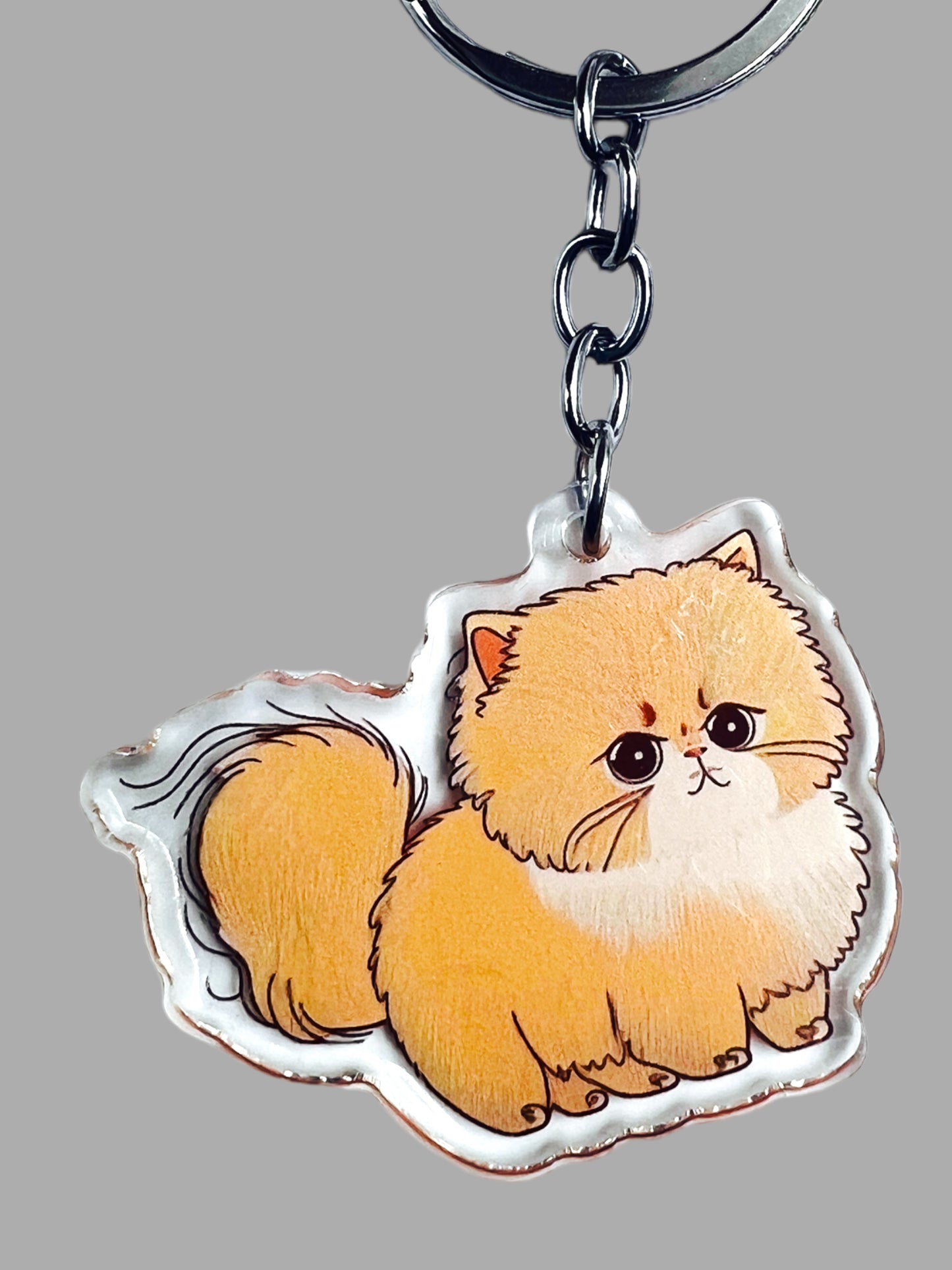 Persian Cat Acrylic Keychain, Cute kawaii memorial ornament, pet portrait charm, backpack fob, dad car décor, stocking stuffer, birthday gift