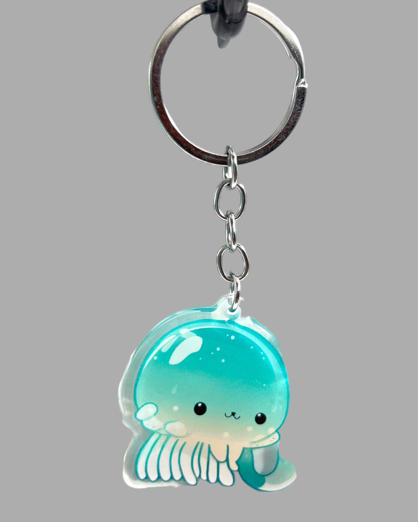 Jellyfish Acrylic Keychain, Wildlife Cute kawaii memorial ornament, pet portrait charm gift  backpack fob, dad car décor, first day of school gift