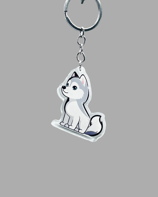 Husky Dog Acrylic Keychain, Cute kawaii memorial ornament, pet portrait charm gift, backpack fob, dad car décor, dog mom gift