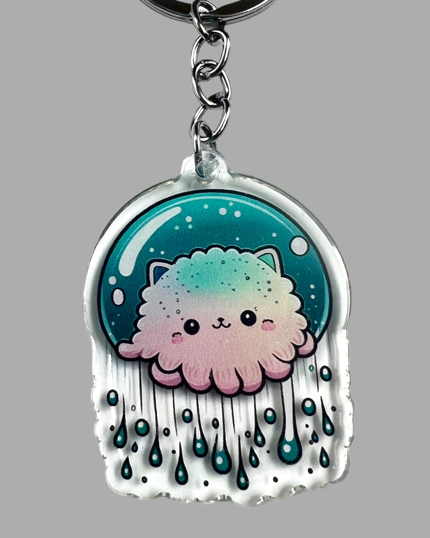 Jellyfish Acrylic Keychain, Wildlife Cute kawaii memorial ornament, pet portrait charm gift  backpack fob, dad car décor, first day of school gift