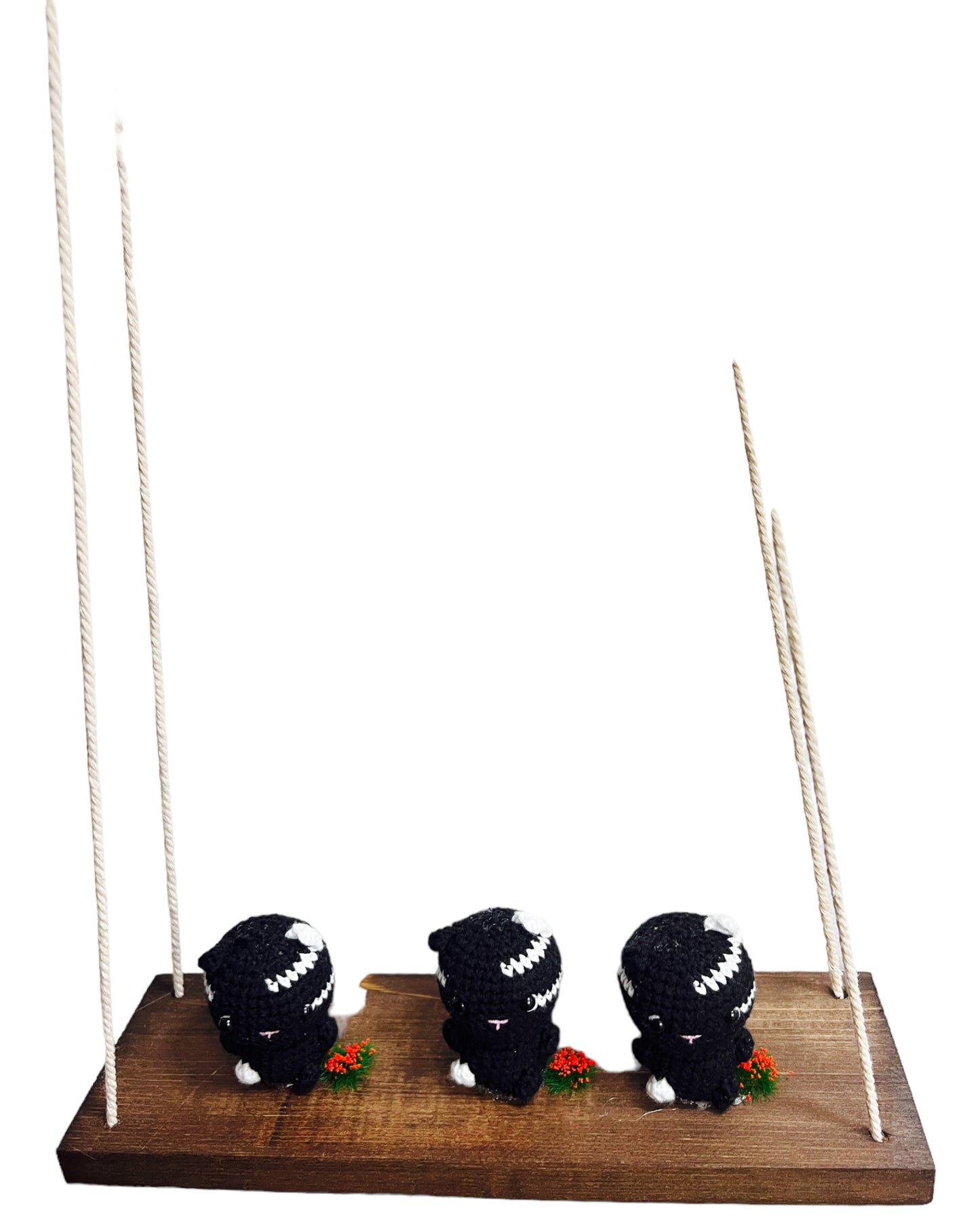 Black cats on a swing  Hanging Wall Shelf