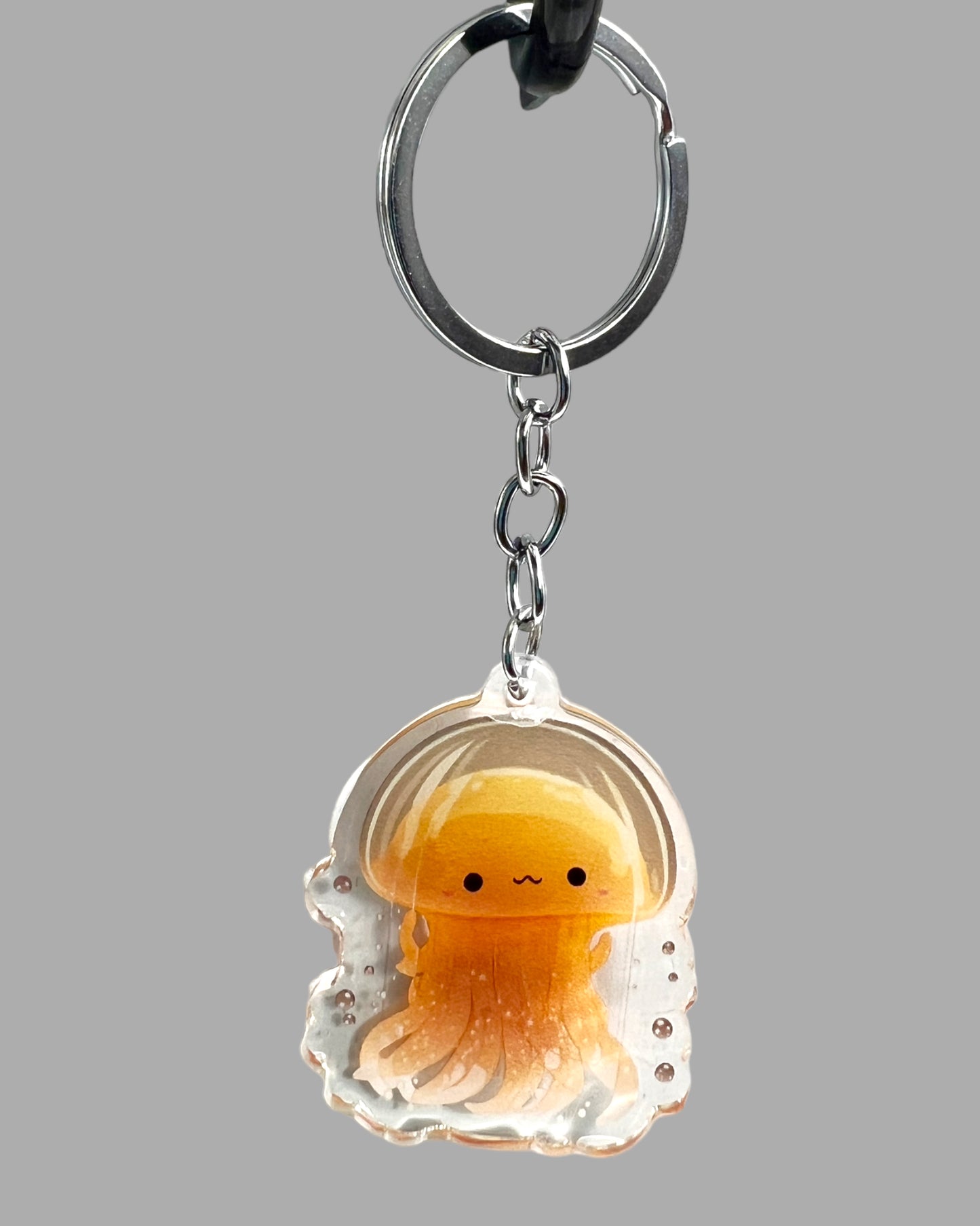 Jellyfish Acrylic Keychain, Wildlife Cute kawaii memorial ornament, pet portrait charm gift  backpack fob, dad car décor, first day of school gift