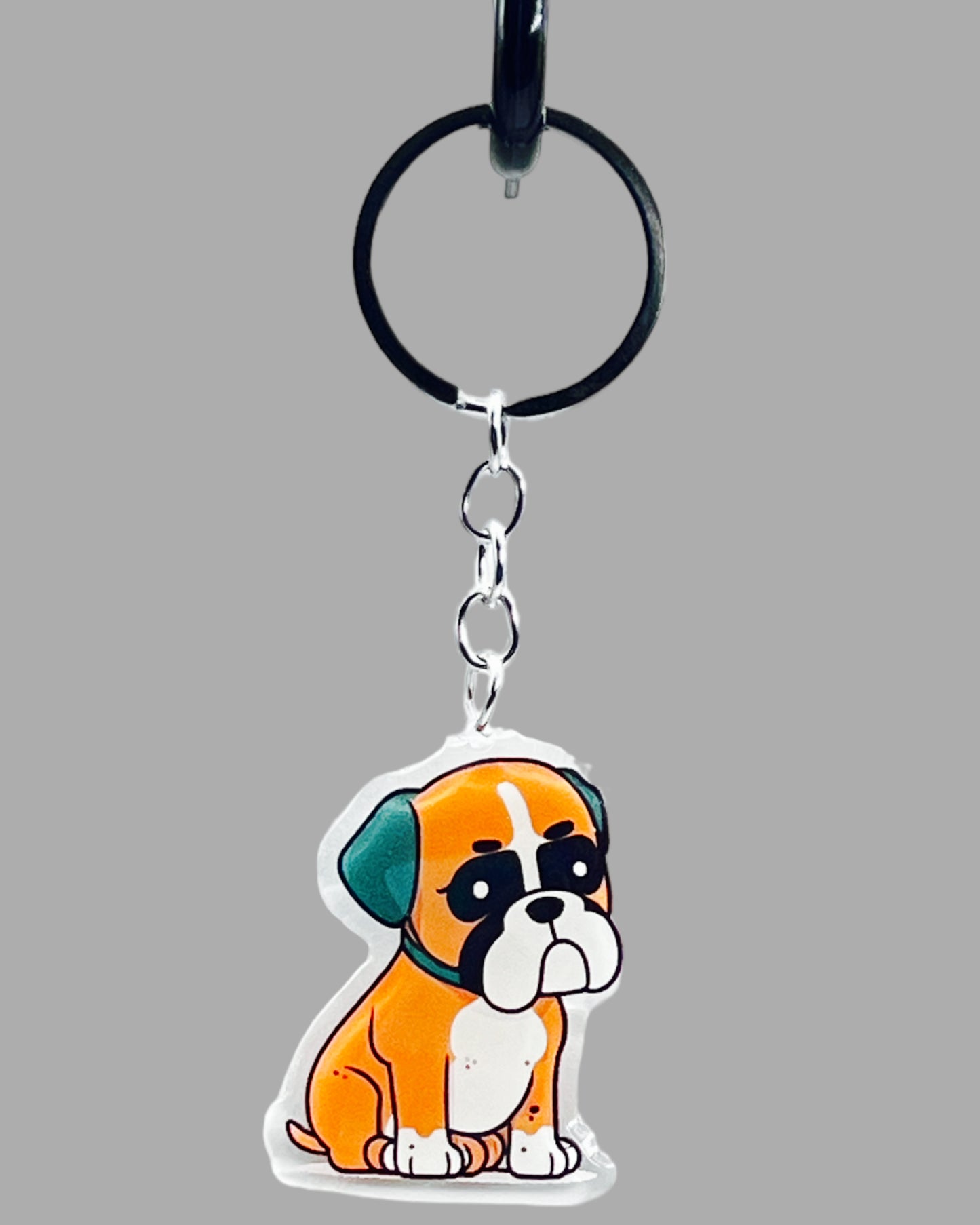 Boxer Dog Acrylic keychain, Cute kawaii memorial ornament, pet portrait charm gift  backpack fob, dad car décor, first day of school