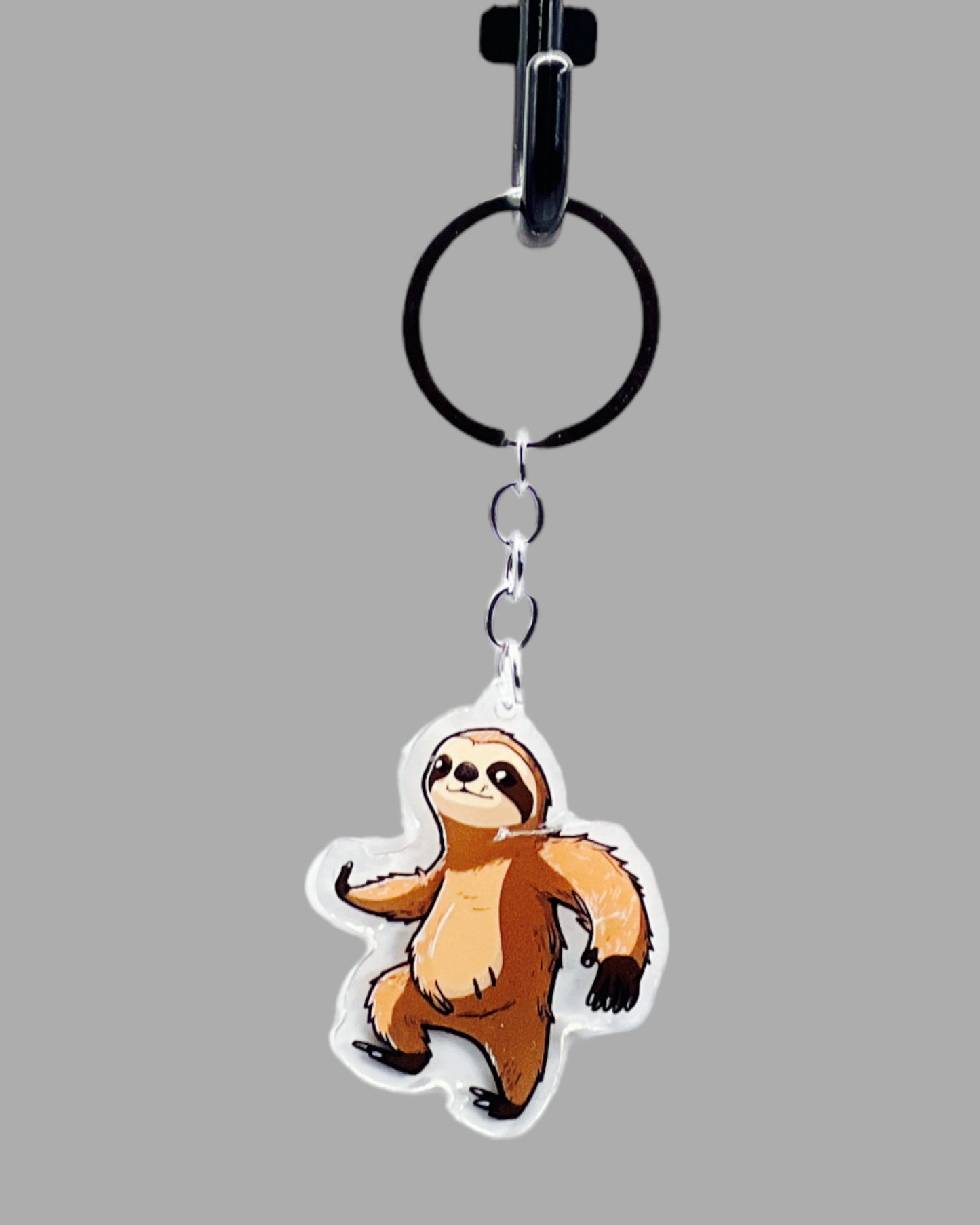 Sloth Acrylic keychain, Wildlife Cute kawaii memorial ornament, pet portrait charm, backpack fob, dad car décor, stocking stuffer, birthday gift