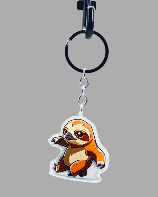 Sloth Acrylic keychain, Wildlife Cute kawaii memorial ornament, pet portrait charm, backpack fob, dad car décor, stocking stuffer, birthday gift