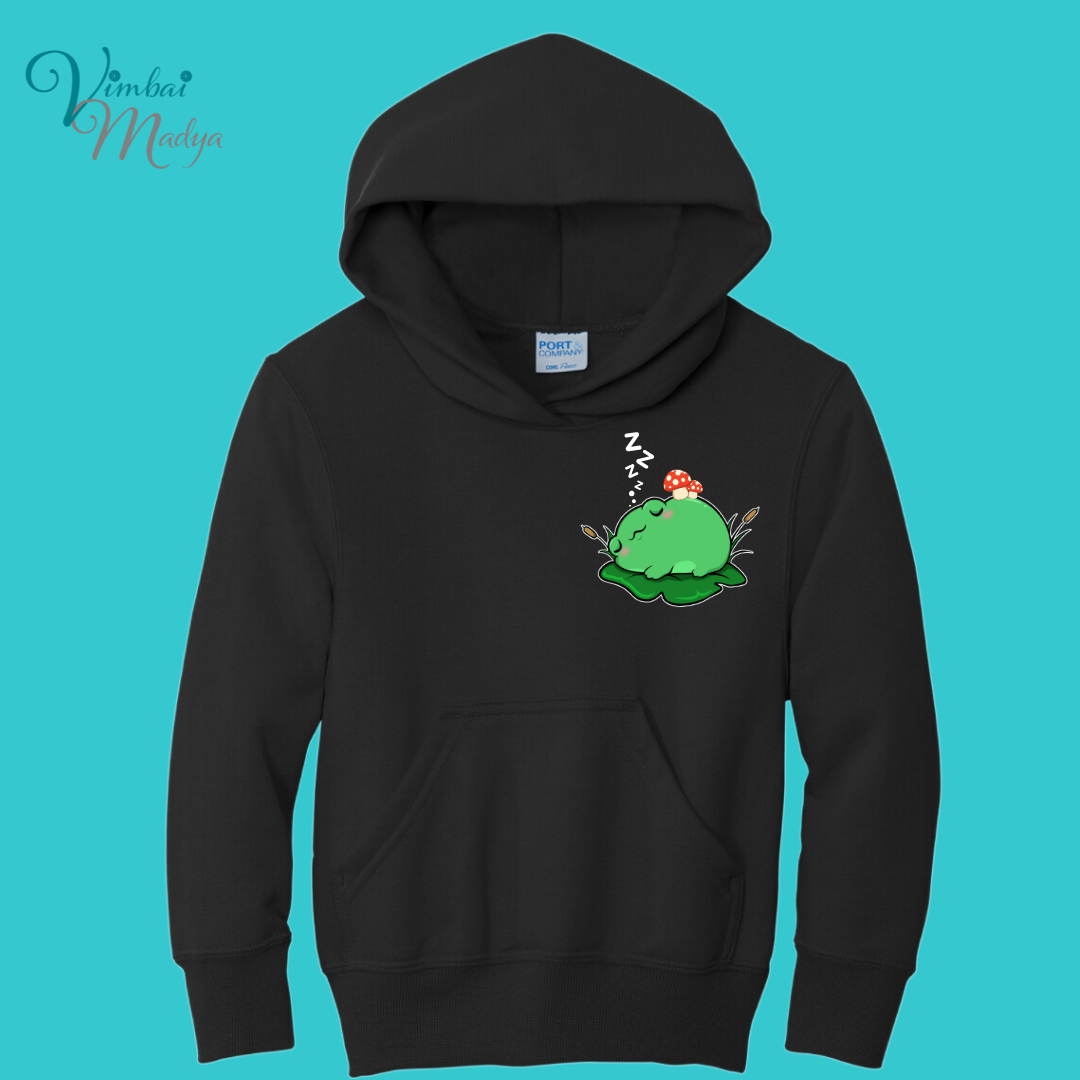 sleepy Frog  Youth Sweater Hoodie  : Perfect Birthday Gift & Fall Winter Essential  .  Trendy, Unisex Style for Your Best Friend's Wardrobe