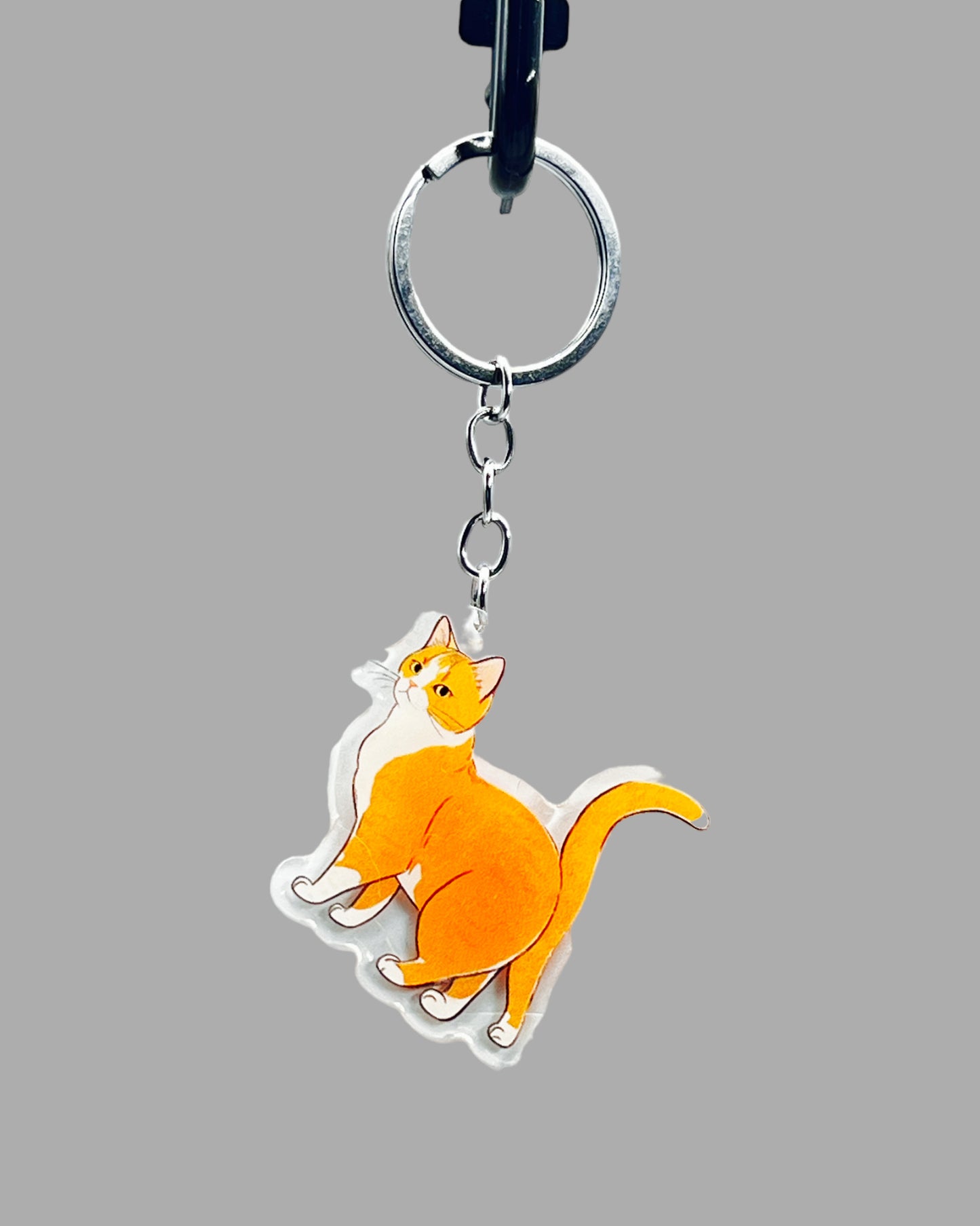 Orange Tabby Cat Acrylic keychain, Cute kawaii memorial ornament, pet portrait charm gift backpack fob, dad car décor, first day of school gift