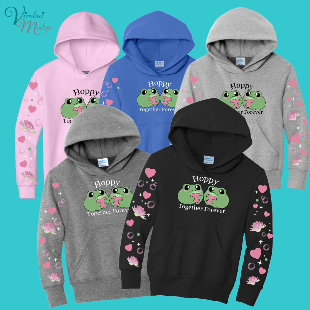 Youth Frog Sweatshirt Unisex Clothing Kawaii  Hoodie : Valentine Couples and Girlfriend Gift . Fall Winter Essential