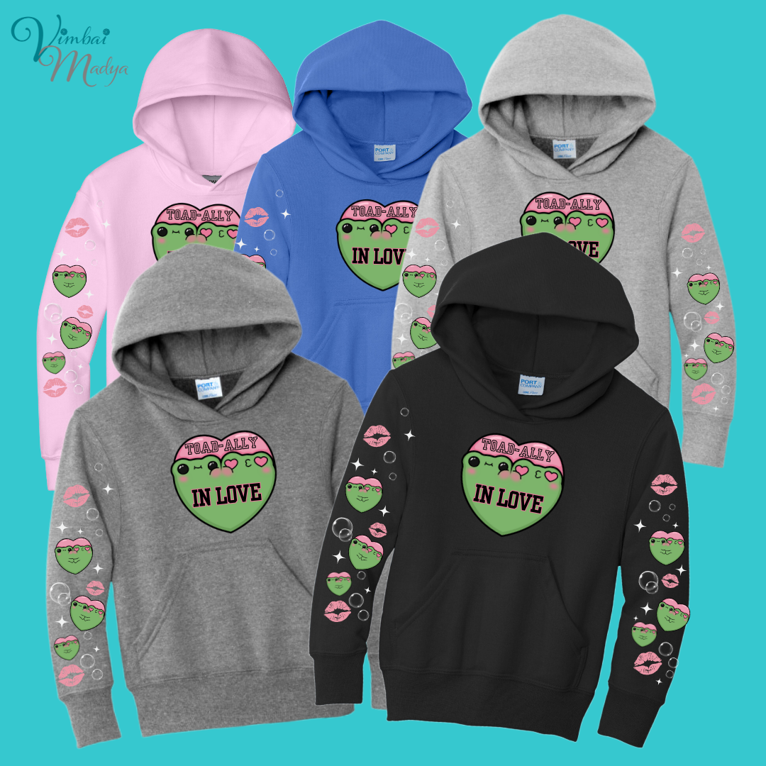 Kawaii Frog  Youth Sweater Hoodie  : Perfect Birthday Gift & Fall Winter Essential  .  Trendy, Unisex Style for Your Best Friend's Wardrobe