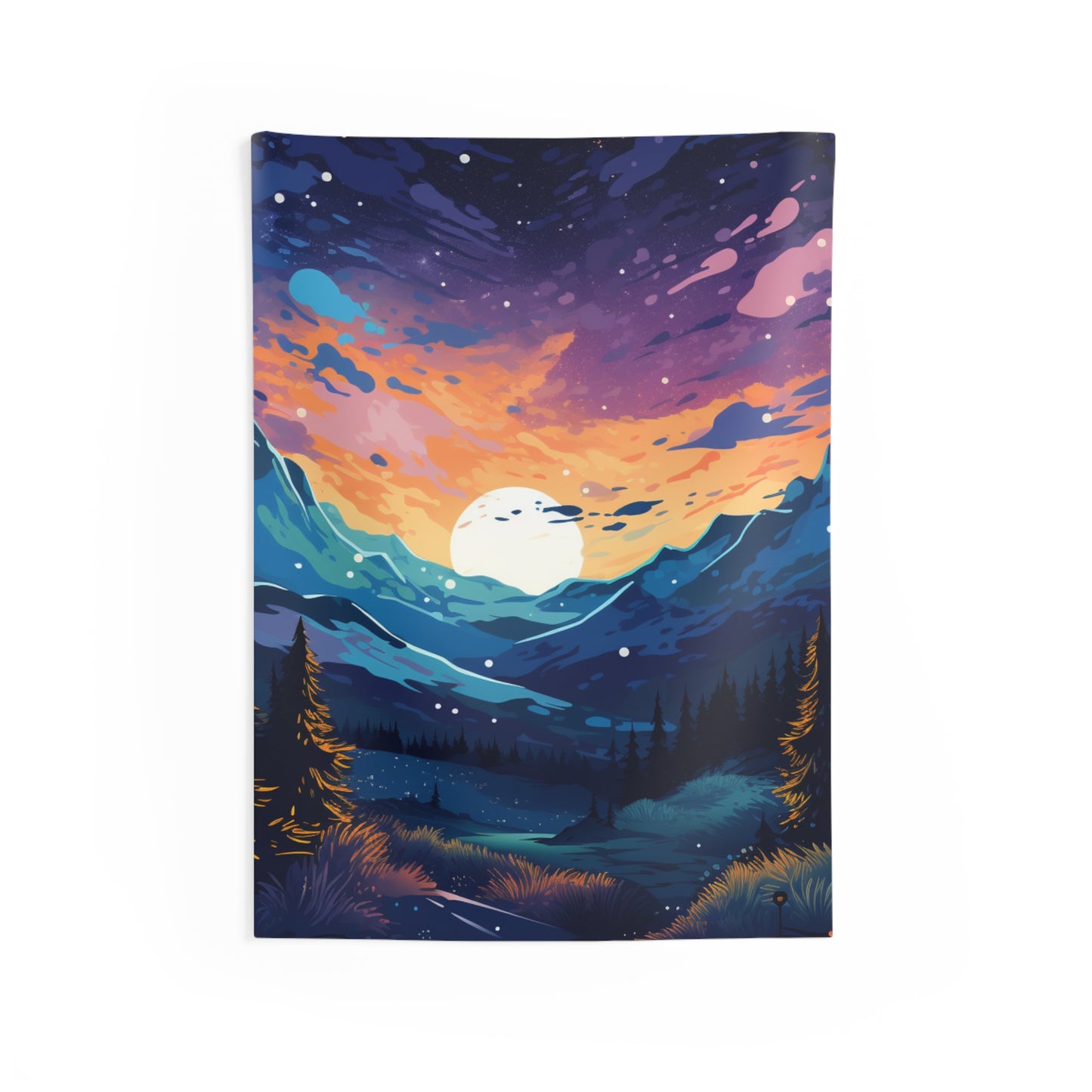 Mountain art Tapestry Contemporary Home Decor . Galaxy Wall Hanging Art for Baby Nursery, Dorm room, Coastal Home . Housewarming Gift