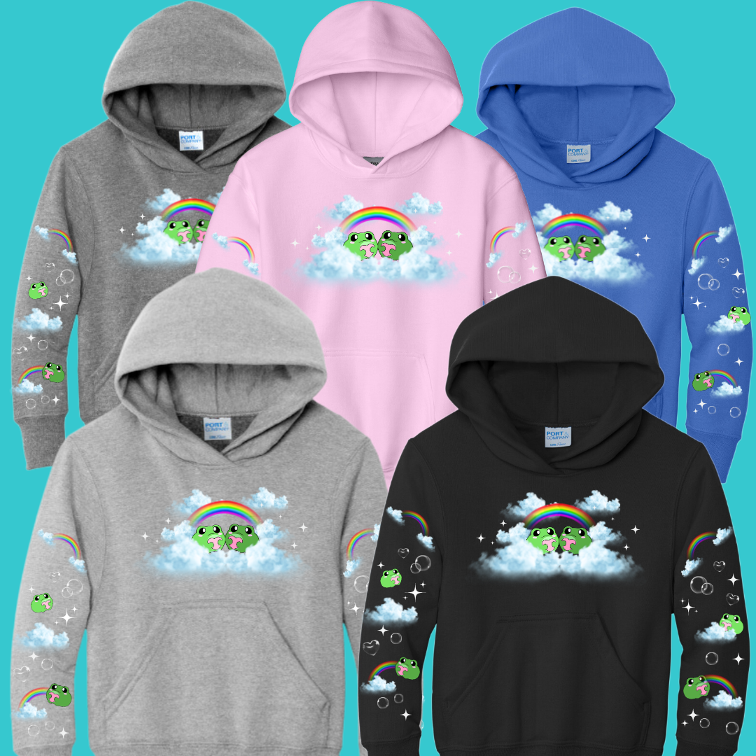 Youth Kawaii Frog  Sweater Hoodie  : Perfect Mother's Day Gift & Fall Winter Essential  .  Trendy, Unisex Style for Your Best Friend's Wardrobe