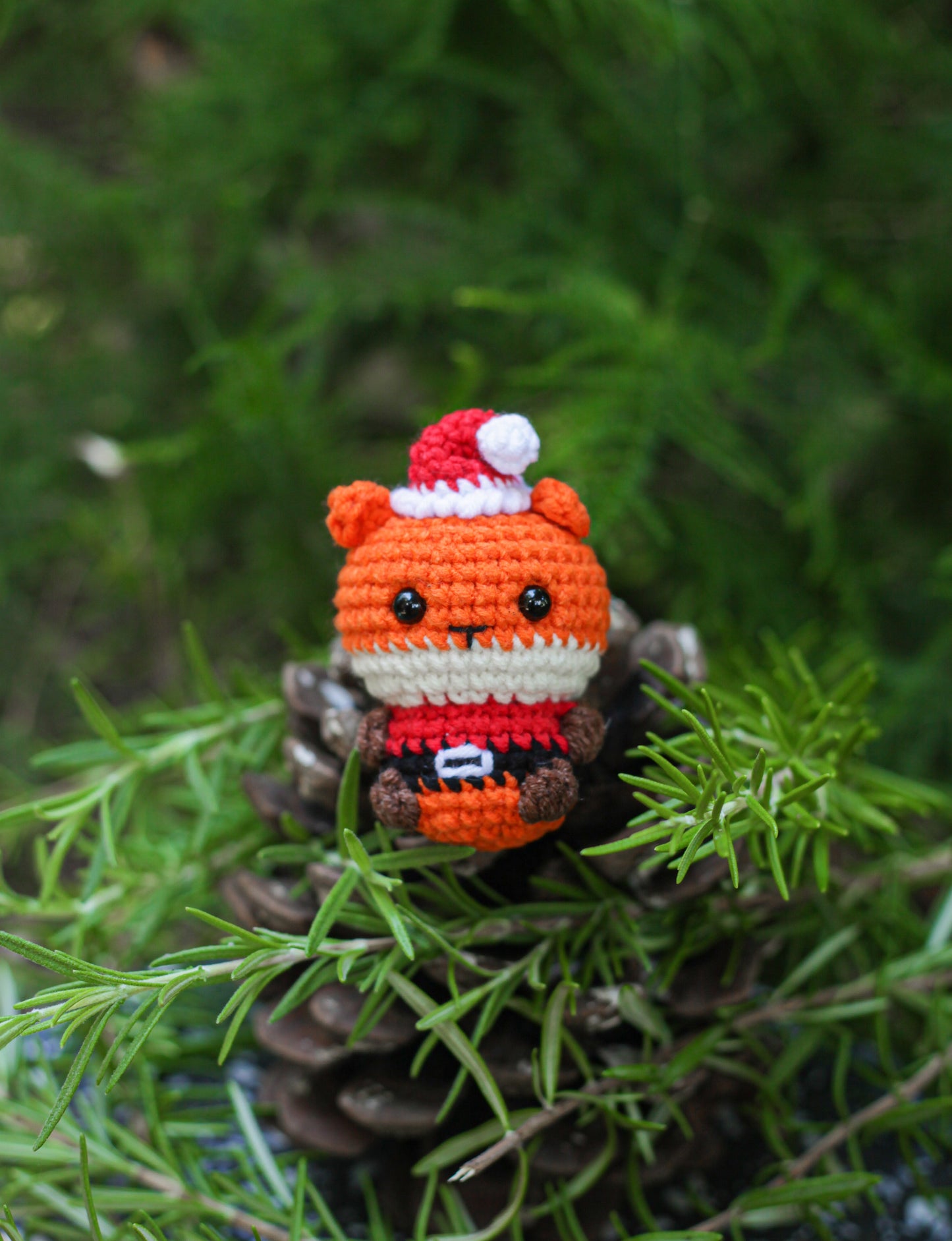 Fox Christmas Crochet ornament  Amigurumi : Cute Desk Decor Toy, Baby's First Nativity, Stocking Stuffer, Unique Festive Decor