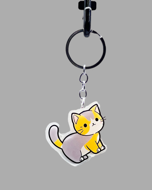 American Short Hair Cat Acrylic Keychain, Cute kawaii animal memorial ornament, pet portrait charm gift  backpack photo fob or dad car décor