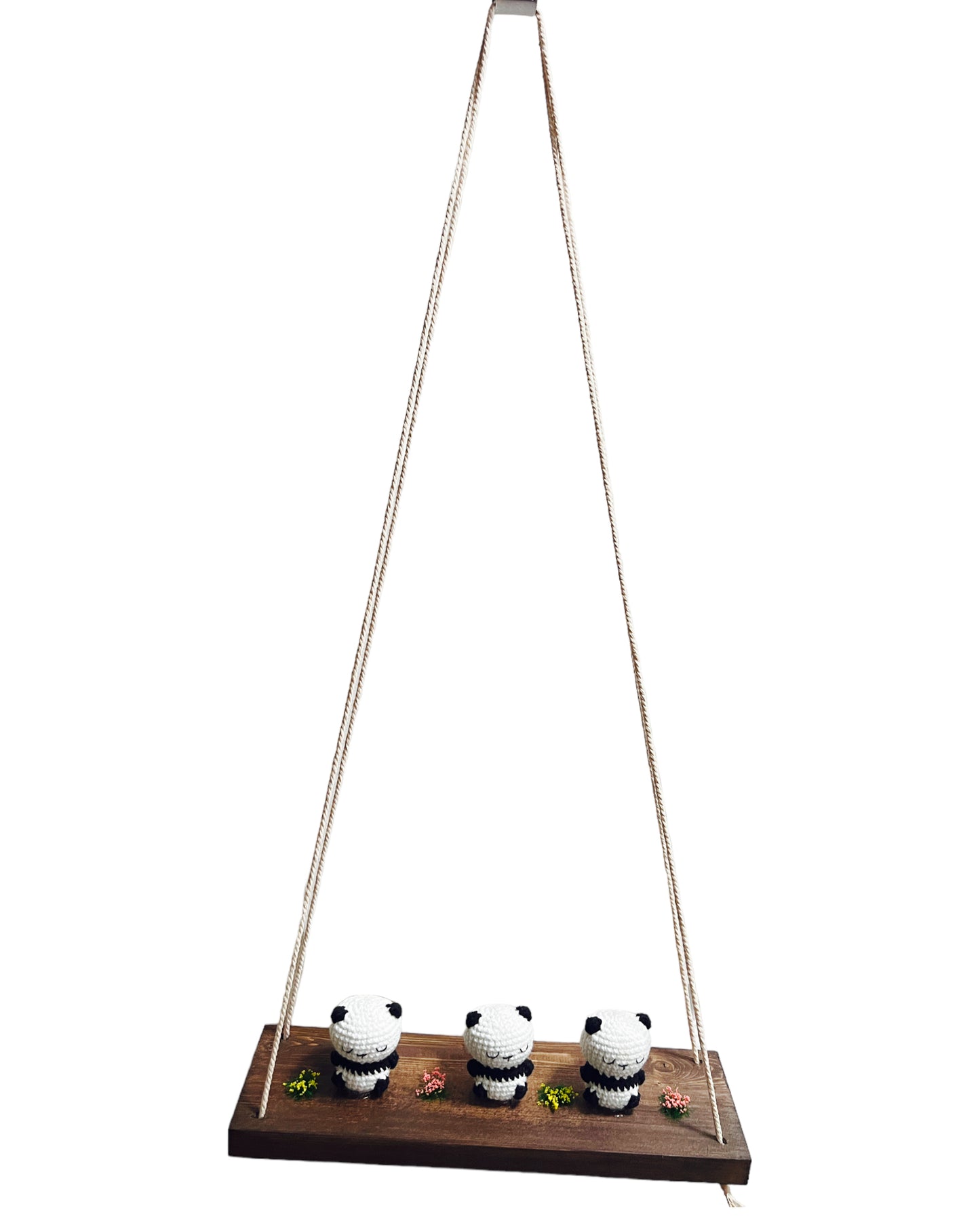 Panda on a swing  Hanging Wall Shelf