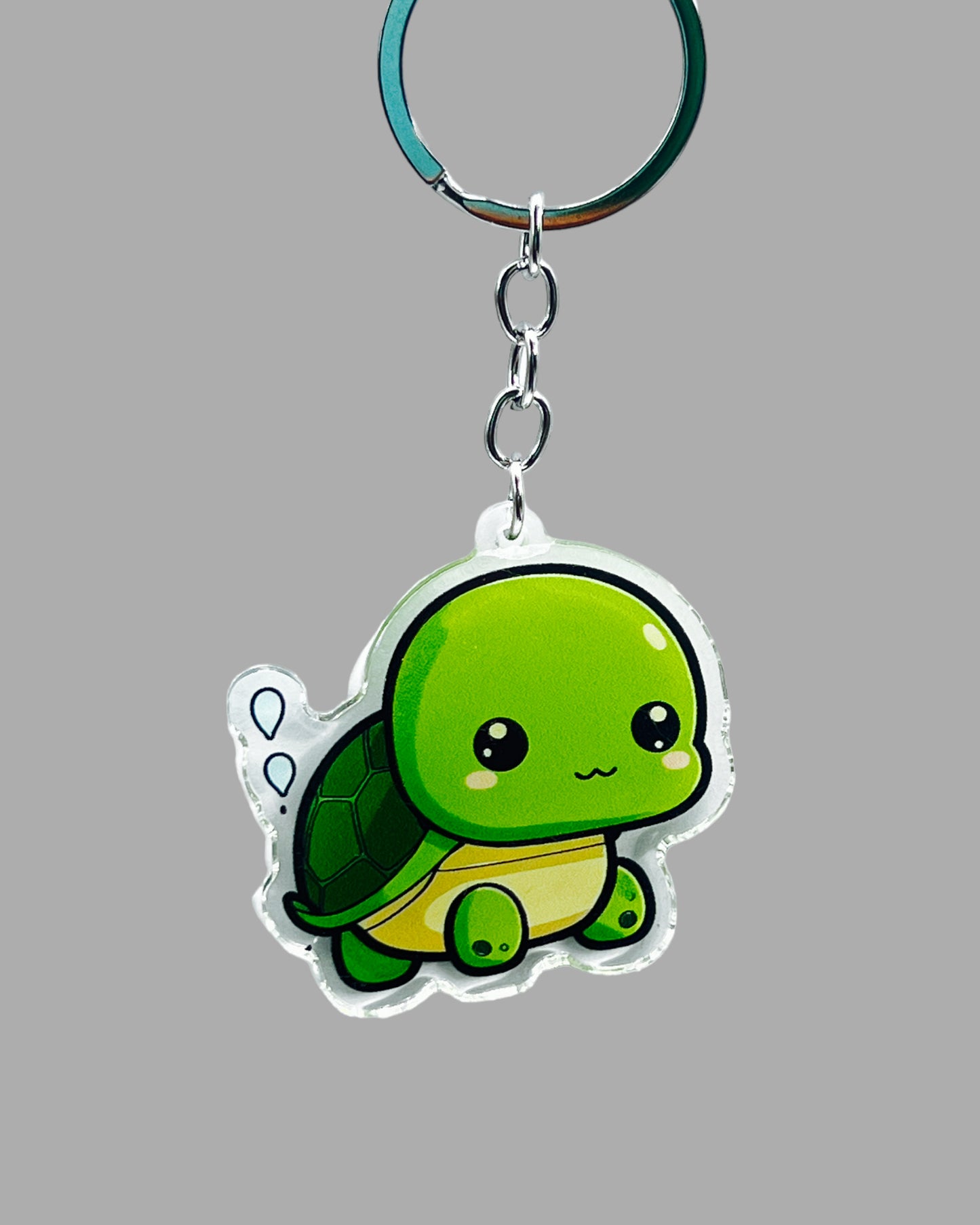 Turtle Acrylic keychain, Wildlife Cute kawaii memorial ornament, pet portrait charm, backpack fob, dad car décor, stocking stuffer