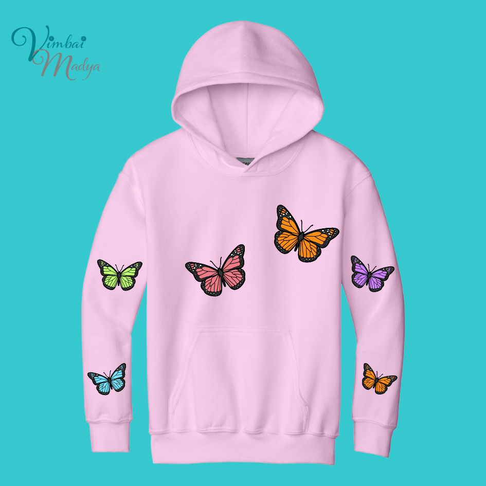 Youth Butterfly Unisex Sakura  Kawaii Frog Sweater Hoodie : Perfect Mother's Day Gift & Fall Winter Essential  .  Trendy, Blossom Style for Your Best Friend