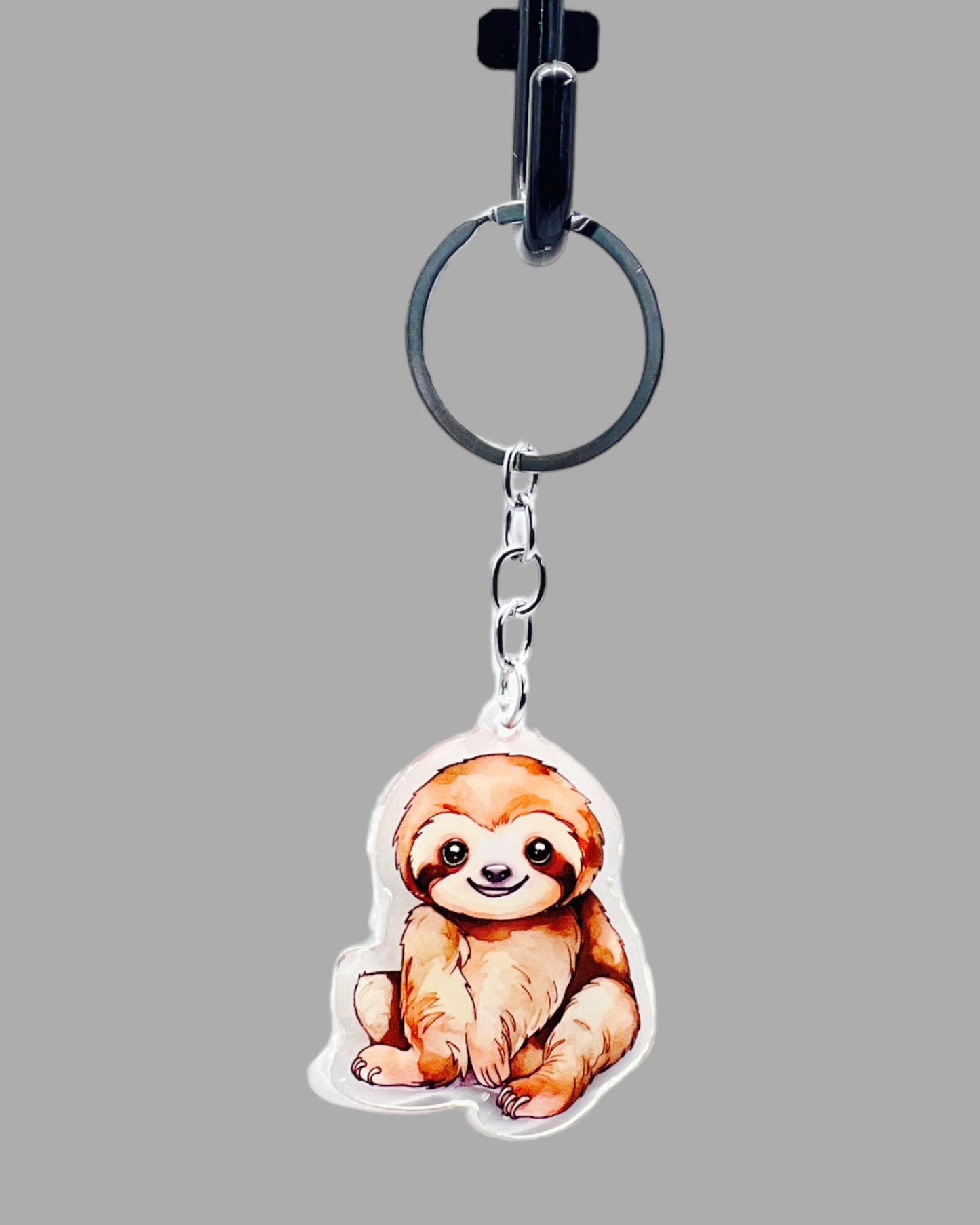 Sloth Acrylic keychain, Wildlife Cute kawaii memorial ornament, pet portrait charm, backpack fob, dad car décor, stocking stuffer, birthday gift