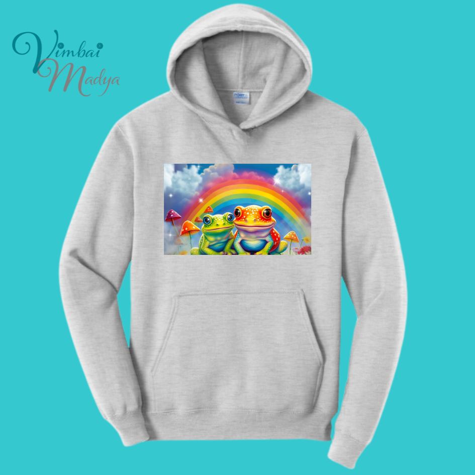 Frog Sweatshirt Unisex Clothing Kawaii Hoodie :  Best Friend Gift . Fall Winter Essential . Frog and Toad Rainbow