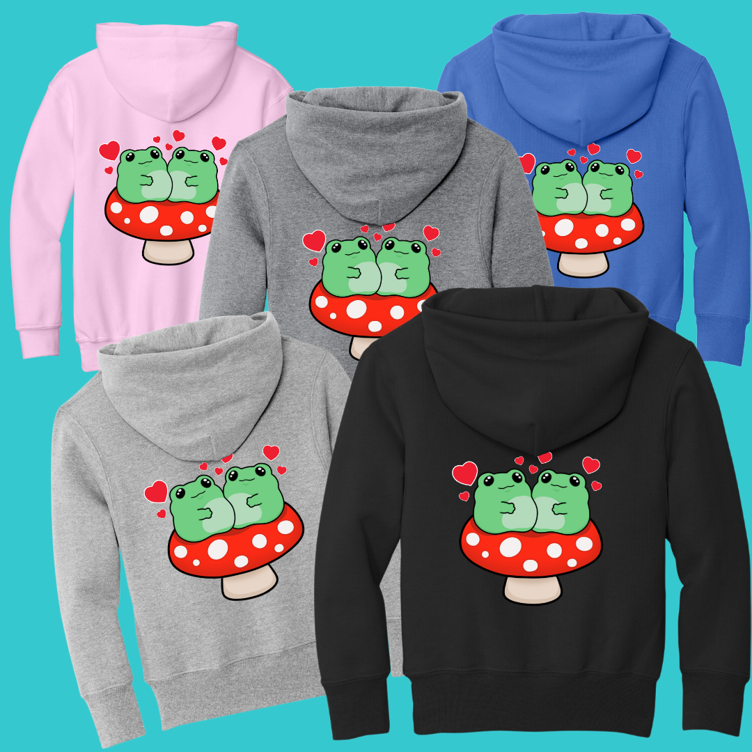 Youth Frog Mushroom Psychedelic  Kawaii Frog Sweater Hoodie :  frog and toad couples Gift & Fall Winter Essential  .  Style for Your Best Friend