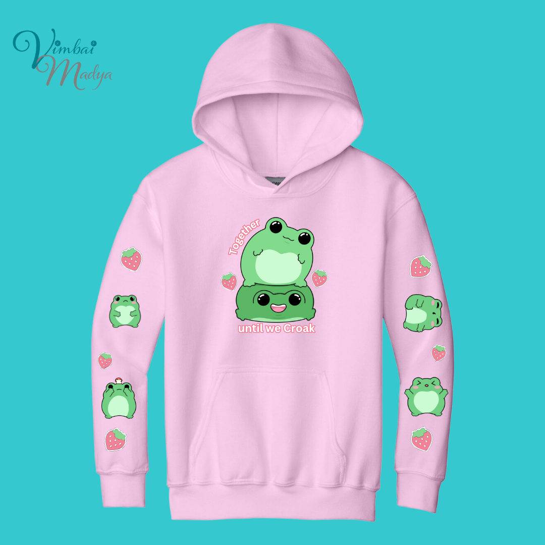 Youth Kawaii Frog  Sweater Hoodie  : Perfect Birthday Gift & Fall Winter Essential  .  Trendy, Unisex Style for Your Best Friend's Wardrobe