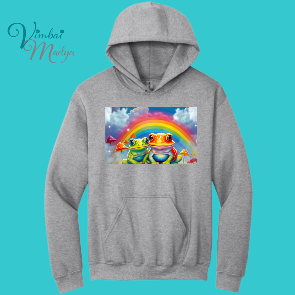 Frog Sweatshirt Unisex Clothing Kawaii Hoodie :  Best Friend Gift . Fall Winter Essential . Frog and Toad Rainbow