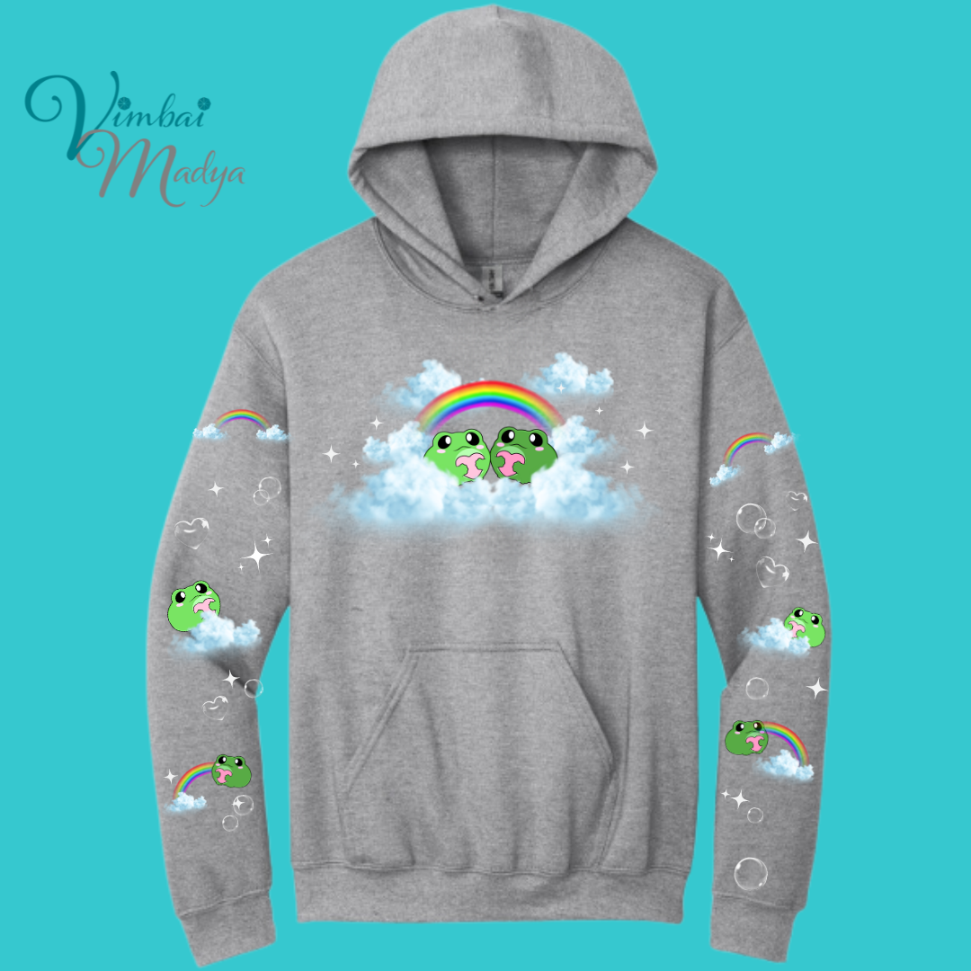 Unisex Kawaii Frog  Sweater Hoodie  : Perfect Mother's Day Gift & Fall Winter Essential  .  Trendy, Unisex Style for Your Best Friend's Wardrobe