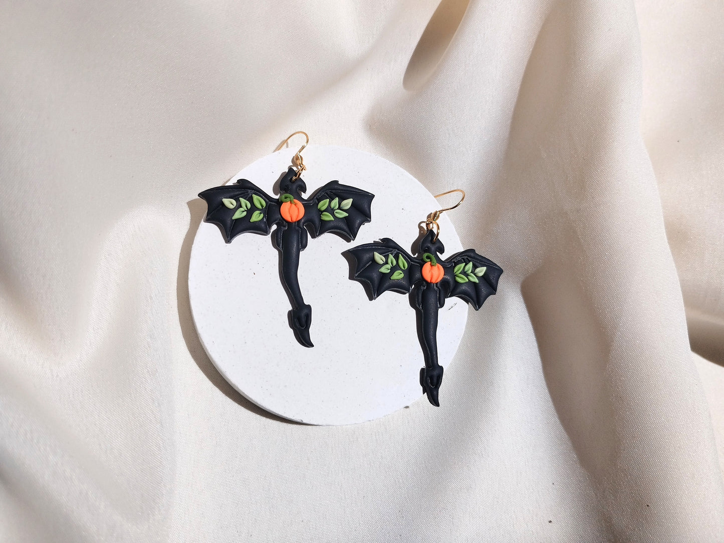 Dragonfly pumpkin polymer clay earrings, halloween spooky witch wican Handmade Dainty  dangle cute minimalist earrings, birthday gift for best friend