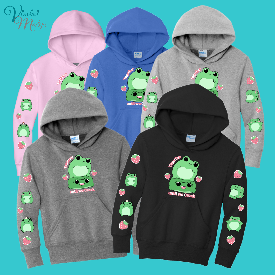 Youth Kawaii Frog  Sweater Hoodie  : Perfect Birthday Gift & Fall Winter Essential  .  Trendy, Unisex Style for Your Best Friend's Wardrobe