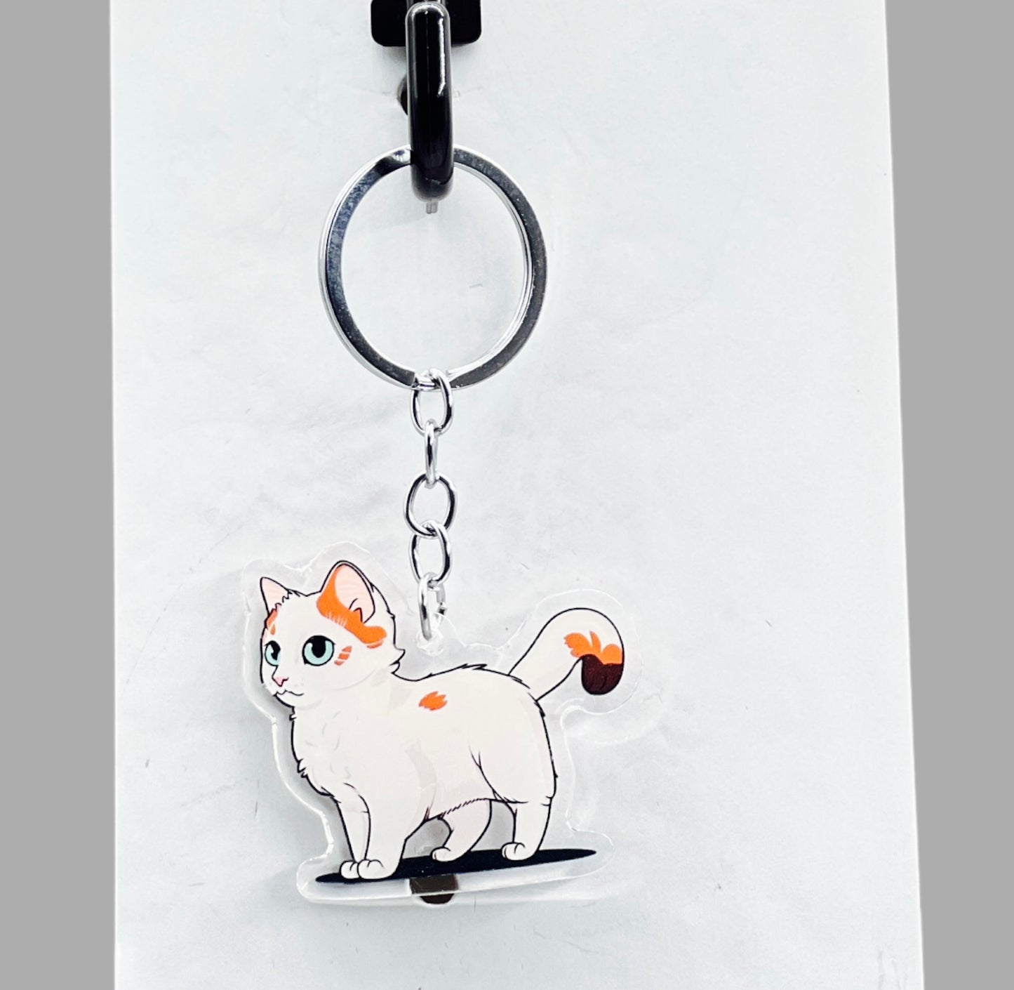 Munchkin Cat Acrylic keychain, Cute kawaii memorial ornament, pet portrait charm gift  backpack fob, dad car décor, first day of school gift