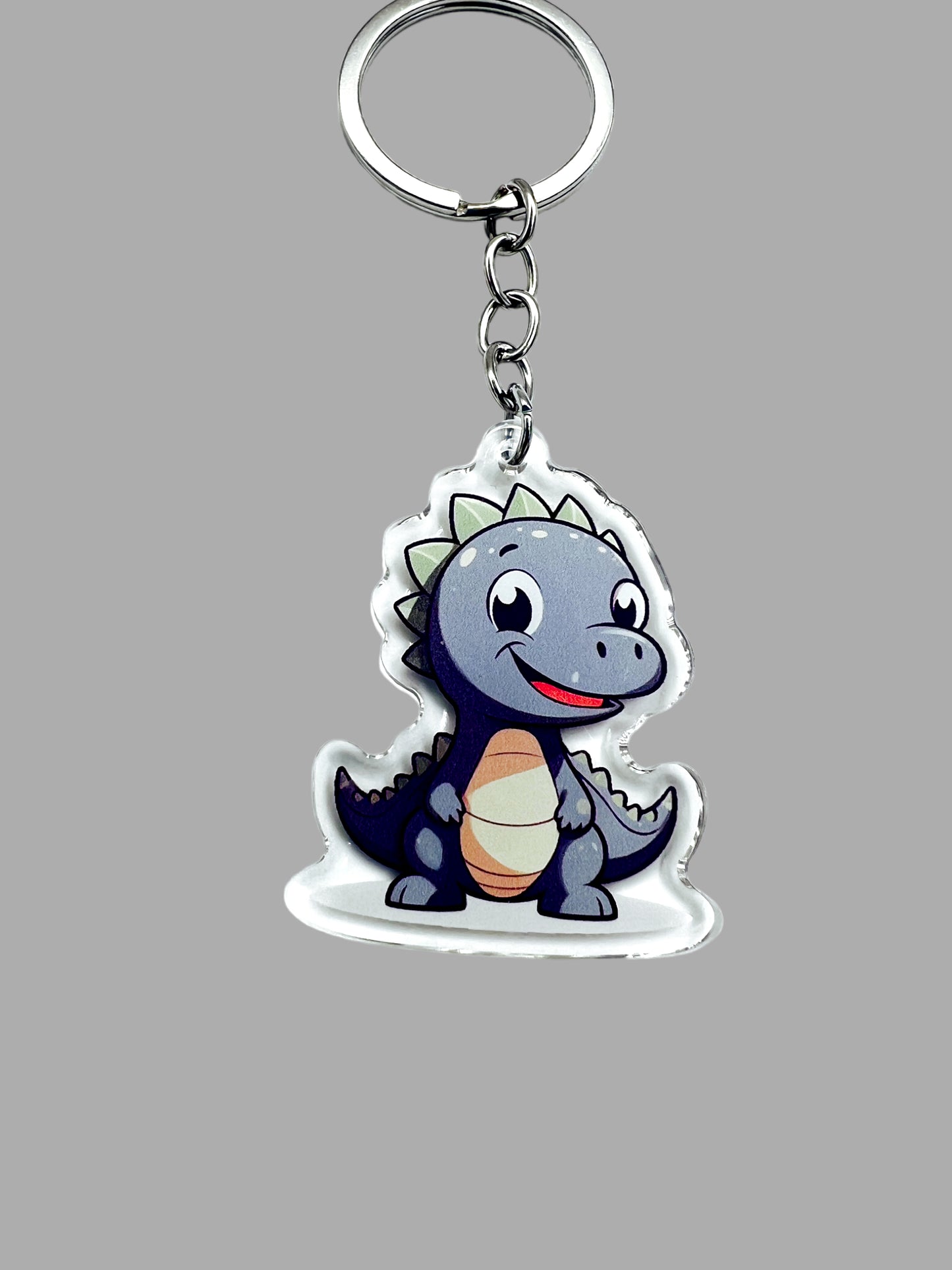 Grey Spinosaurus Dinosaur Kawaii Acrylic Keychain