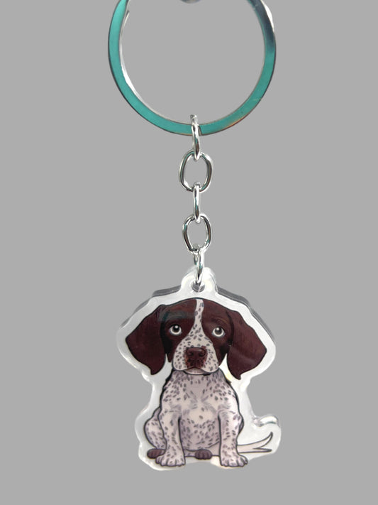 German Shorthaired Pointer Dog Acrylic Keychain, Cute kawaii memorial ornament, pet portrait charm gift backpack fob, dad car décor, dog mom gift