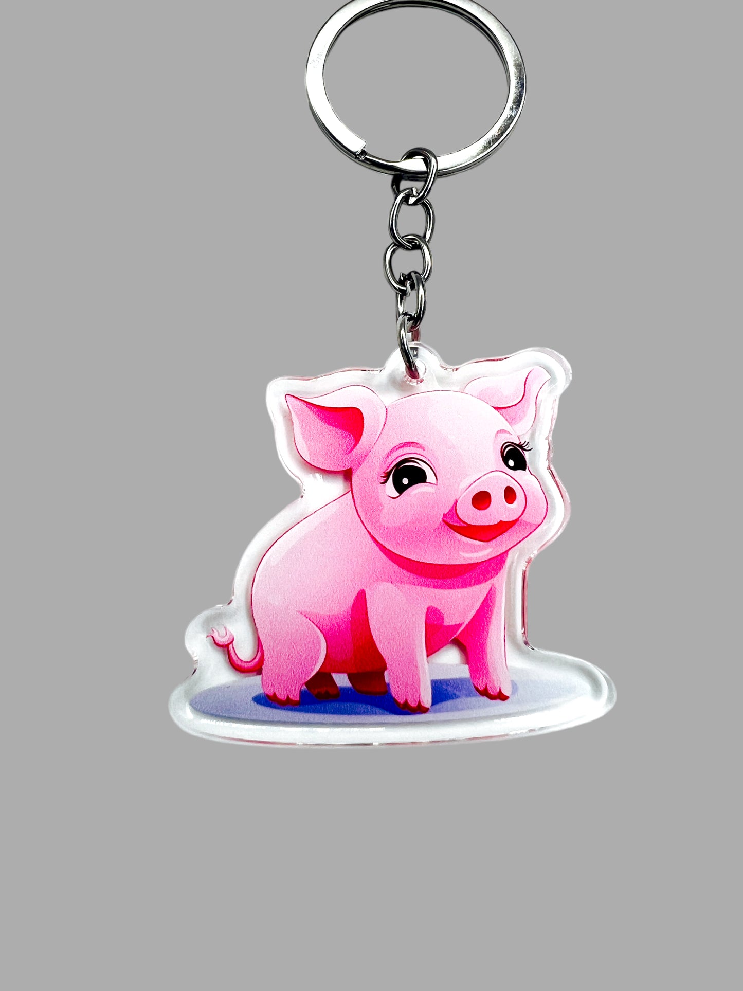 Pig Acrylic Keychain, Farm Animal Cute kawaii memorial ornament, pet portrait charm, backpack fob, dad car décor, stocking stuffer, birthday gift