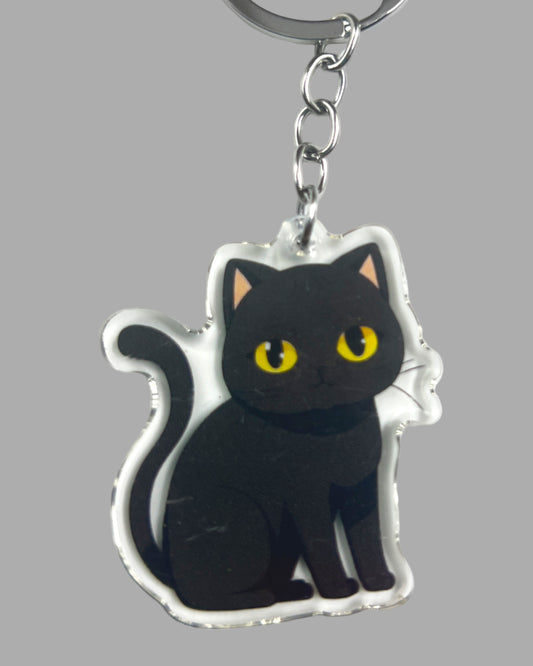 American Short Hair Cat Acrylic Keychain Cute kawaii animal memorial ornament, pet portrait charm gift  backpack photo fob or dad car décor