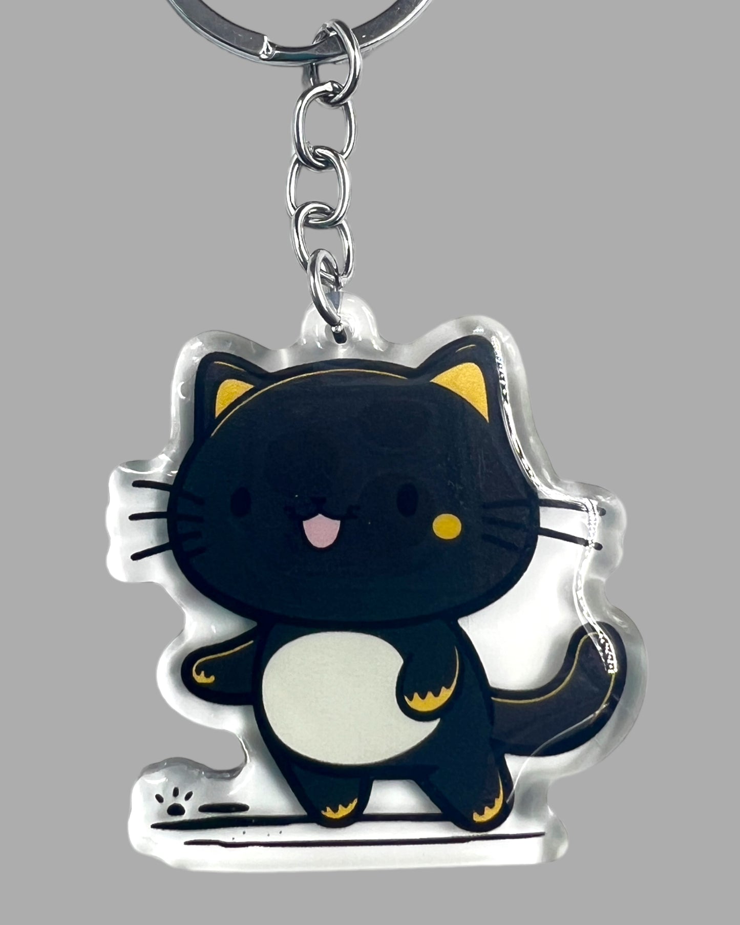 Smiling munchkin short legged Cat kawaii Acrylic Keychain