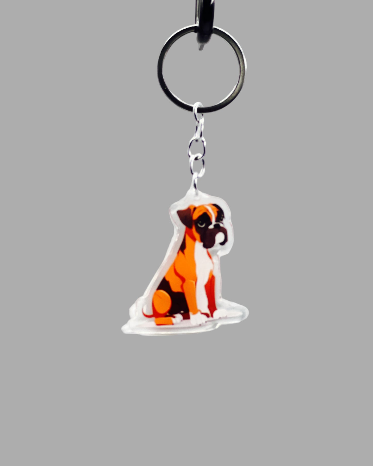 Boxer Dog Acrylic keychain, Cute kawaii memorial ornament, pet portrait charm gift  backpack fob, dad car décor, first day of school