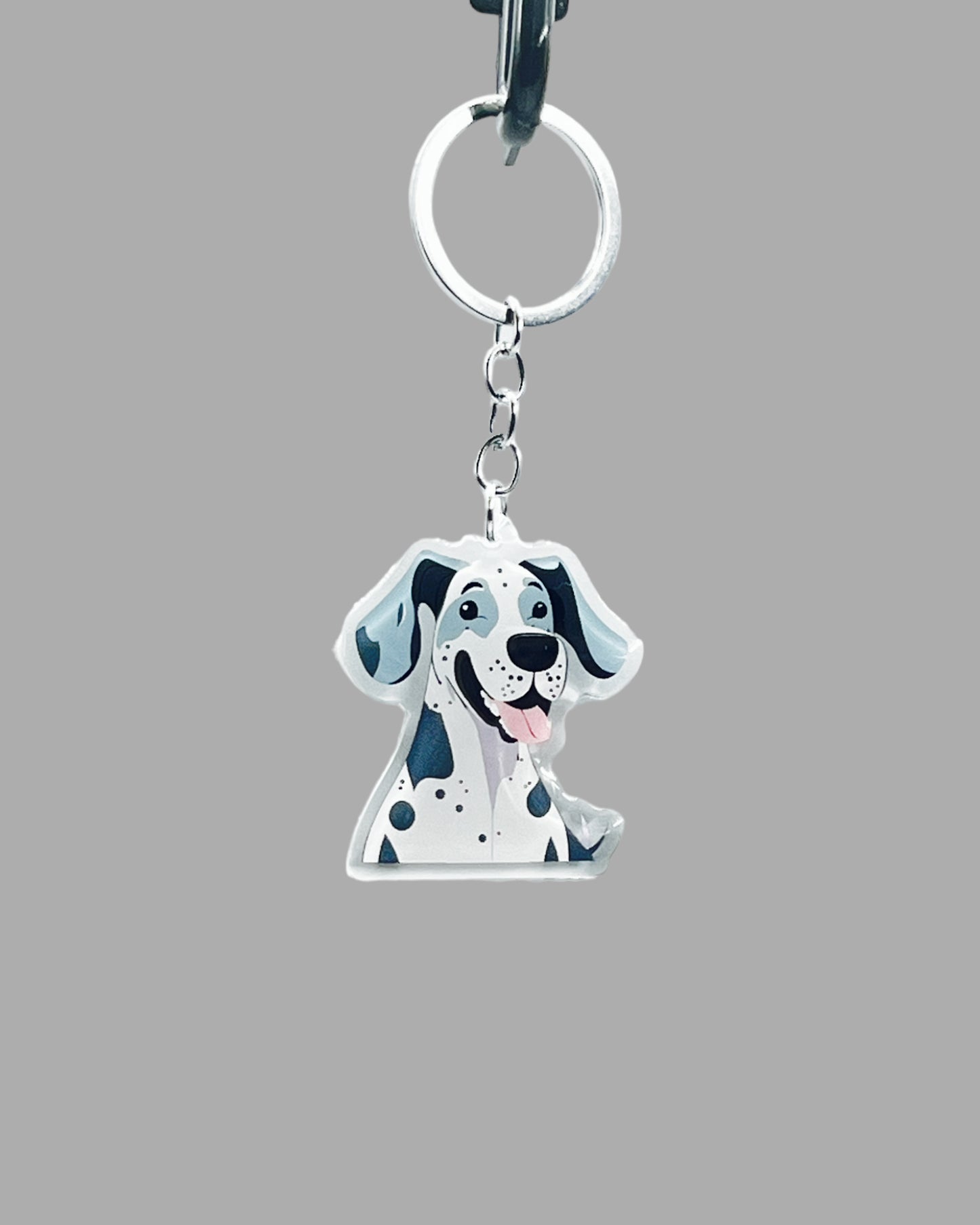 Great Dane Dog Acrylic keychain, Cute kawaii memorial ornament, pet portrait charm gift, backpack photo fob, dad car décor, dog mom gift