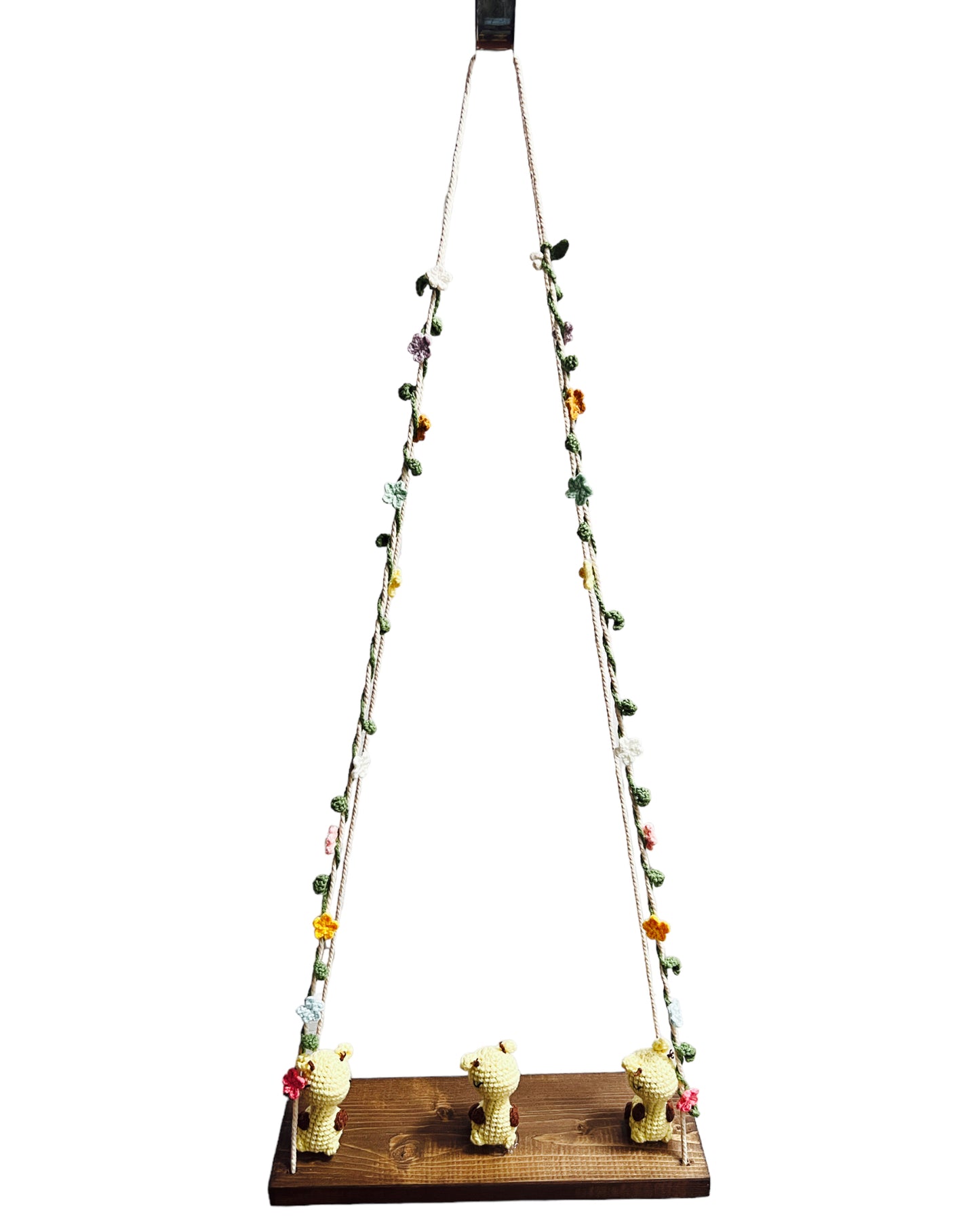 Giraffes on a swing  Hanging Wall Shelf