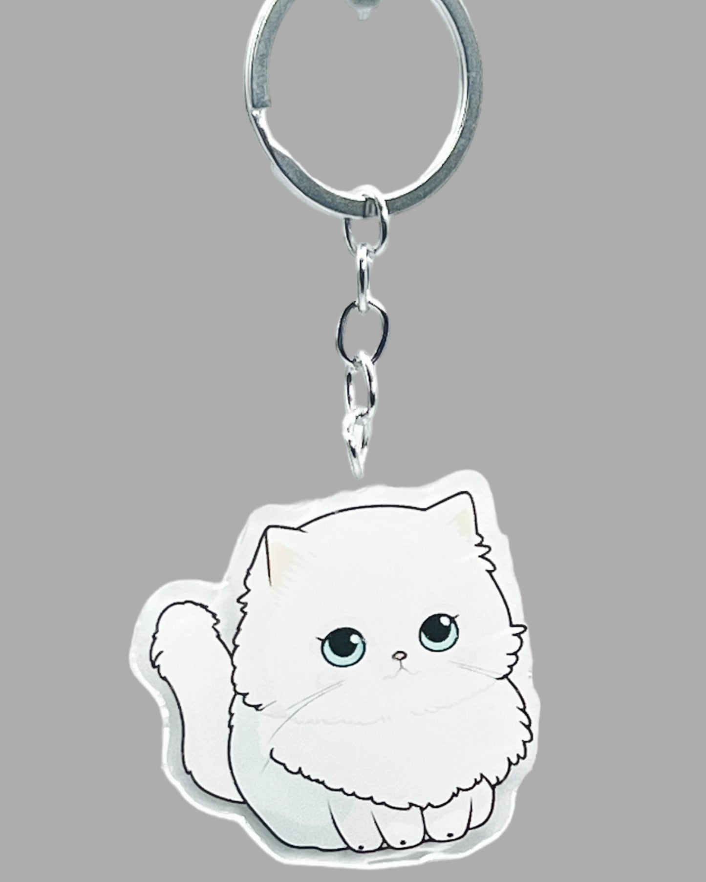 Persian Cat Acrylic Keychain, Cute kawaii memorial ornament, pet portrait charm, backpack fob, dad car décor, stocking stuffer, birthday gift