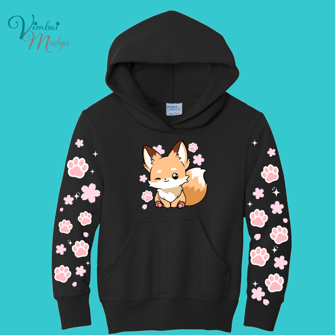 Youth Fox Sweatshirt Unisex Clothing Kawaii Animal Hoodie : Fantastic Mr Fox  and Best Friend Gift . Fall Winter Essential . Gift for her