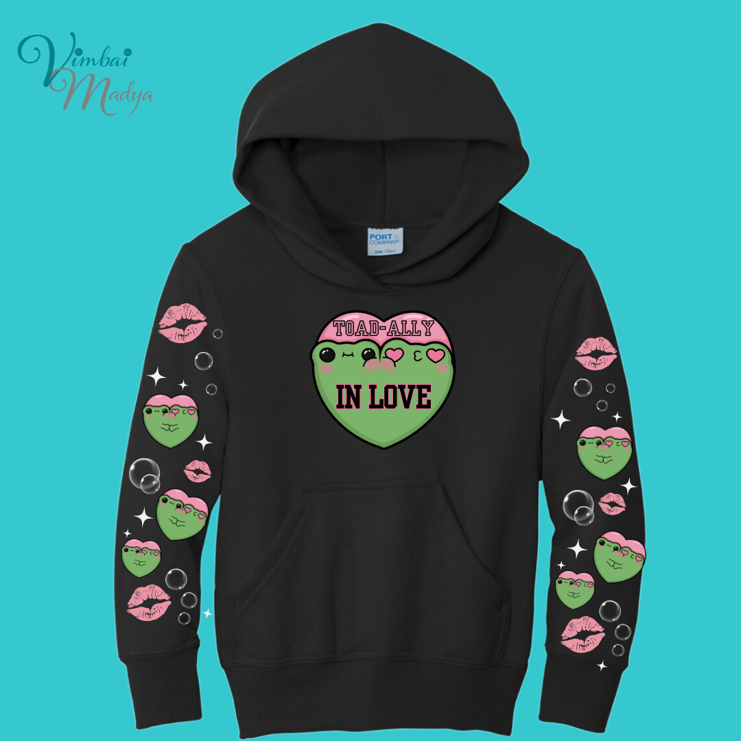 Kawaii Frog  Youth Sweater Hoodie  : Perfect Birthday Gift & Fall Winter Essential  .  Trendy, Unisex Style for Your Best Friend's Wardrobe