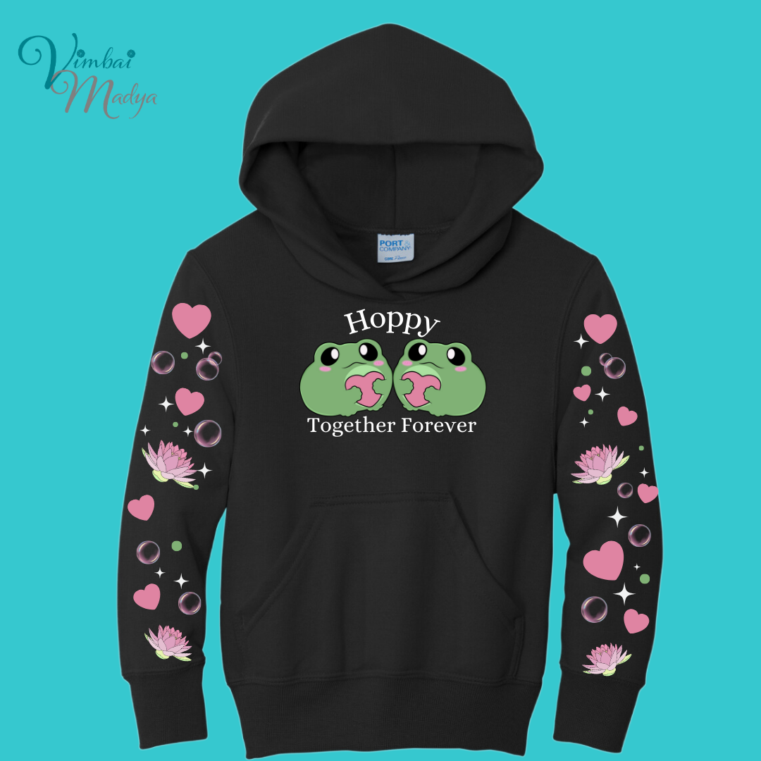 Youth Frog Sweatshirt Unisex Clothing Kawaii  Hoodie : Valentine Couples and Girlfriend Gift . Fall Winter Essential