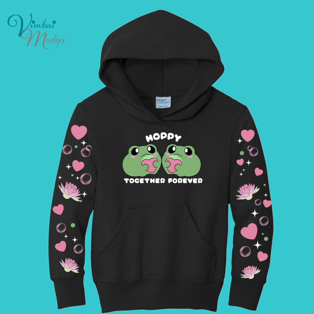 Youth Frog Sweatshirt Unisex Clothing Kawaii  Hoodie : Valentine Couples and Girlfriend Gift . Fall Winter Essential