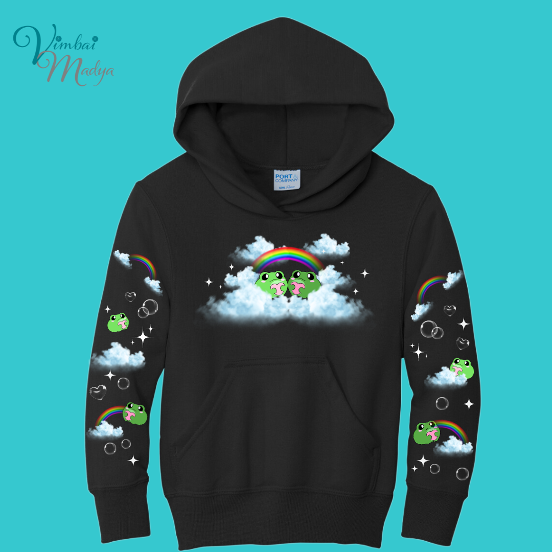 Youth Kawaii Frog  Sweater Hoodie  : Perfect Mother's Day Gift & Fall Winter Essential  .  Trendy, Unisex Style for Your Best Friend's Wardrobe