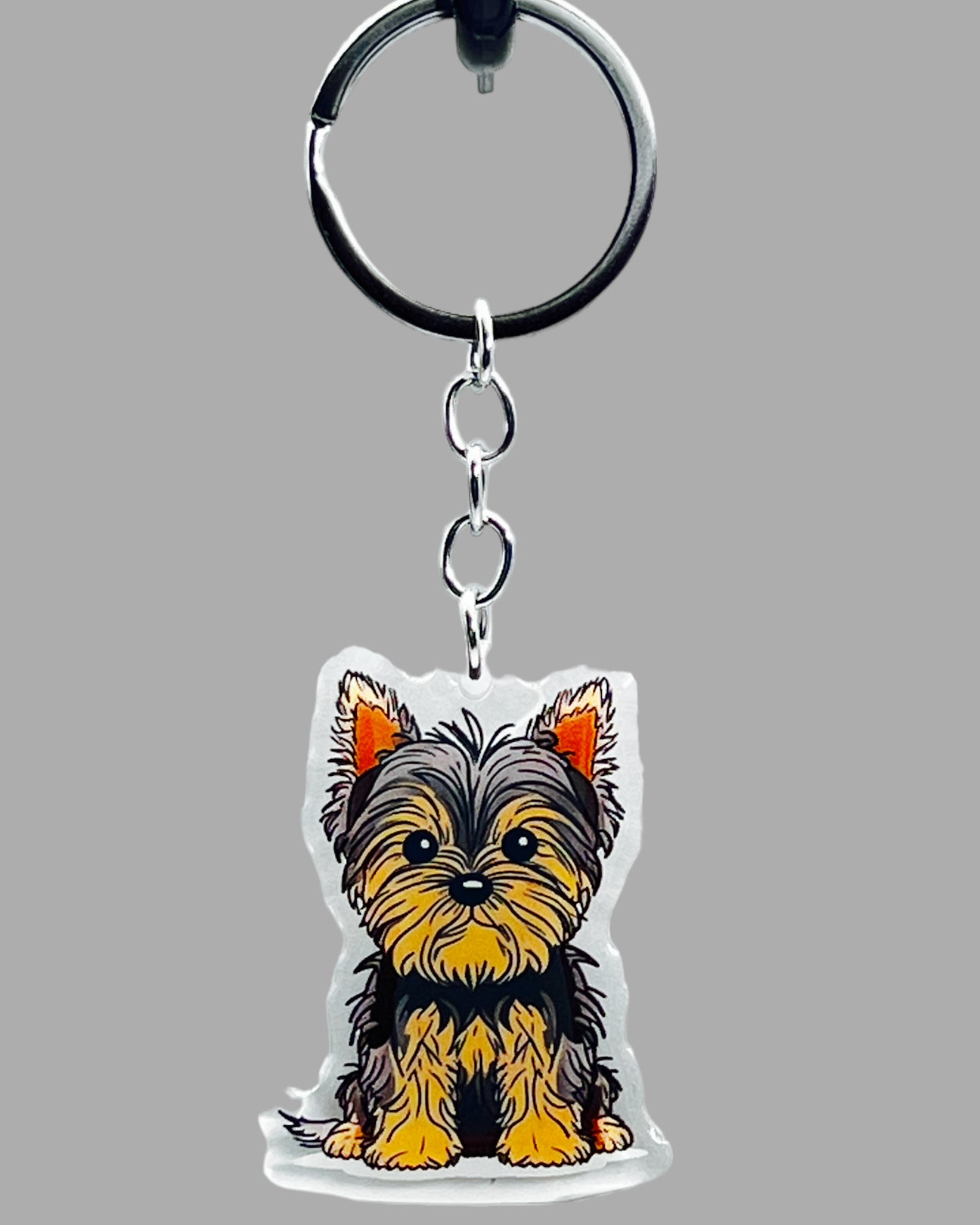 Yorkshire Terrier Dog Acrylic Keychain, Cute kawaii memorial ornament, pet portrait charm gift, backpack photo fob, dad car décor, dog mom gift