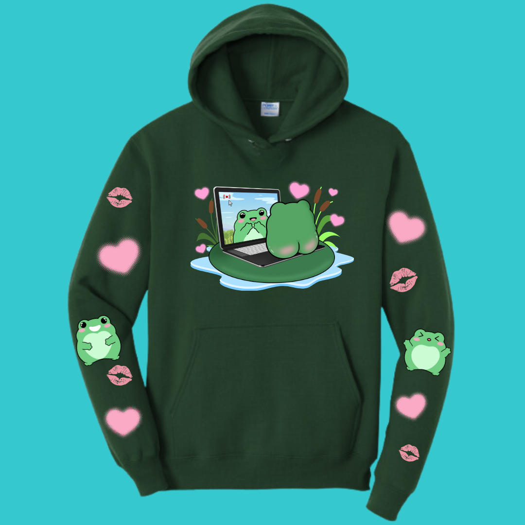 Frog Sweatshirt Unisex Clothing Kawaii Hoodie :  Best Friend Gift . Fall Winter Essential . Frog and Toad Couple