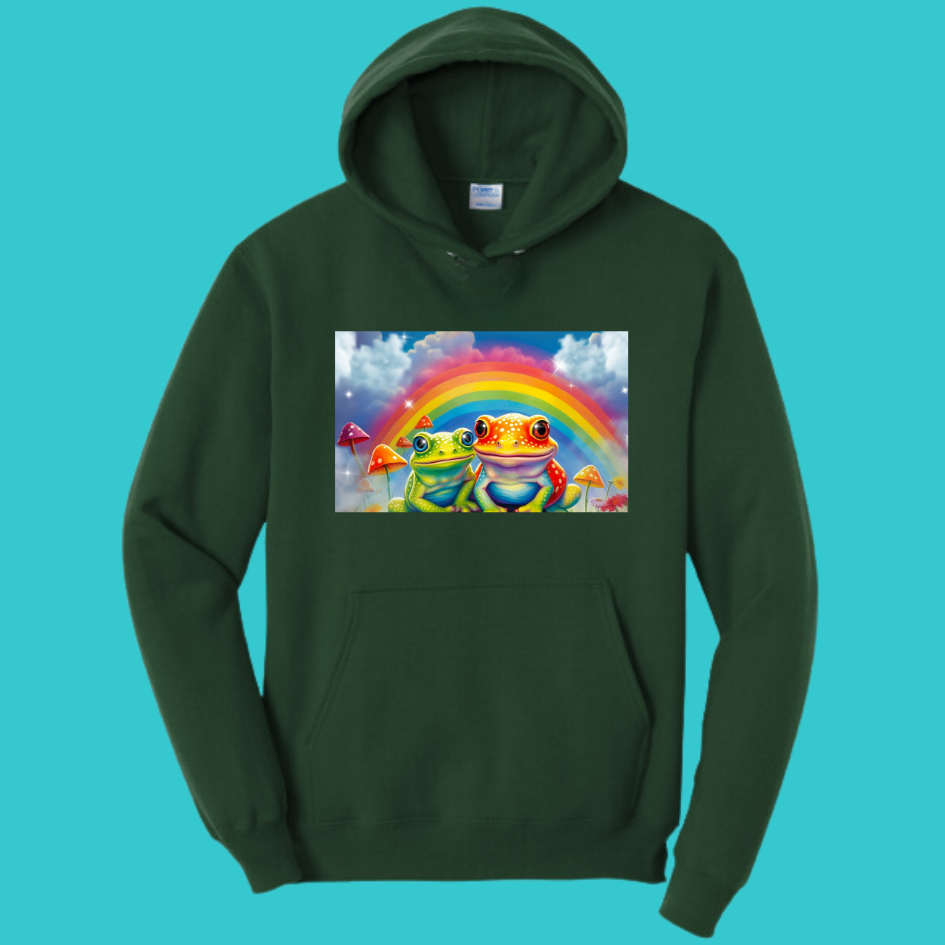 Frog Sweatshirt Unisex Clothing Kawaii Hoodie :  Best Friend Gift . Fall Winter Essential . Frog and Toad Rainbow