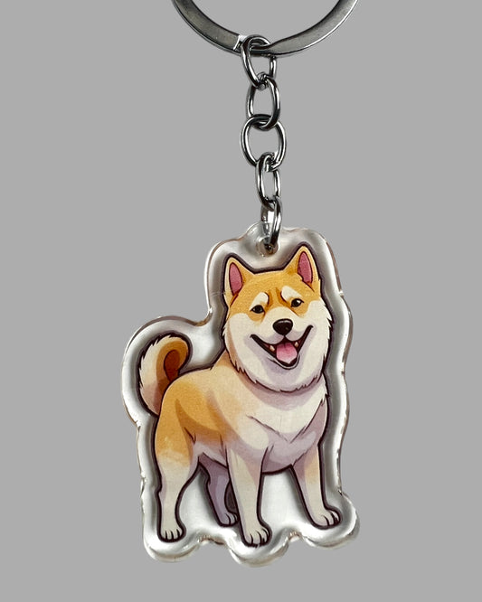 Shiba Inu Dog Acrylic Keychain, Cute kawaii memorial ornament, pet portrait charm gift, backpack fob, dad car décor, dog mom gift